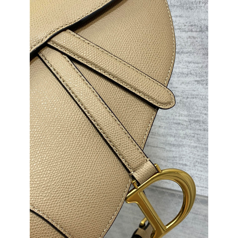D*or saddle bag with shoulder strap beige goatskin