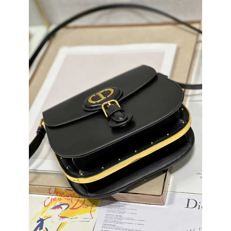 D*or bobby frame bag black calfskin