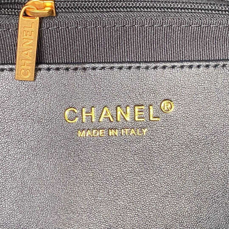 Ch*el hobo bag wool twill & gold-tone metal black and red