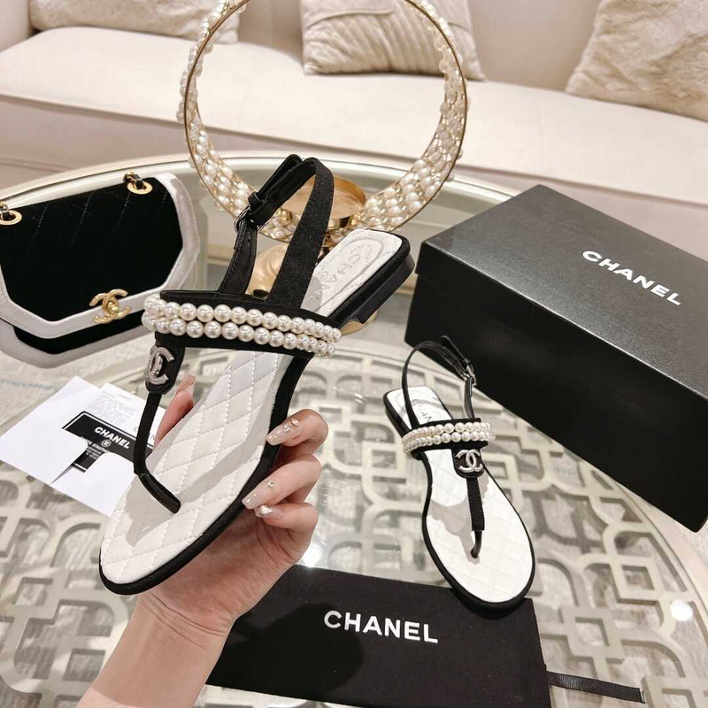 Ch*el pearl sandals black