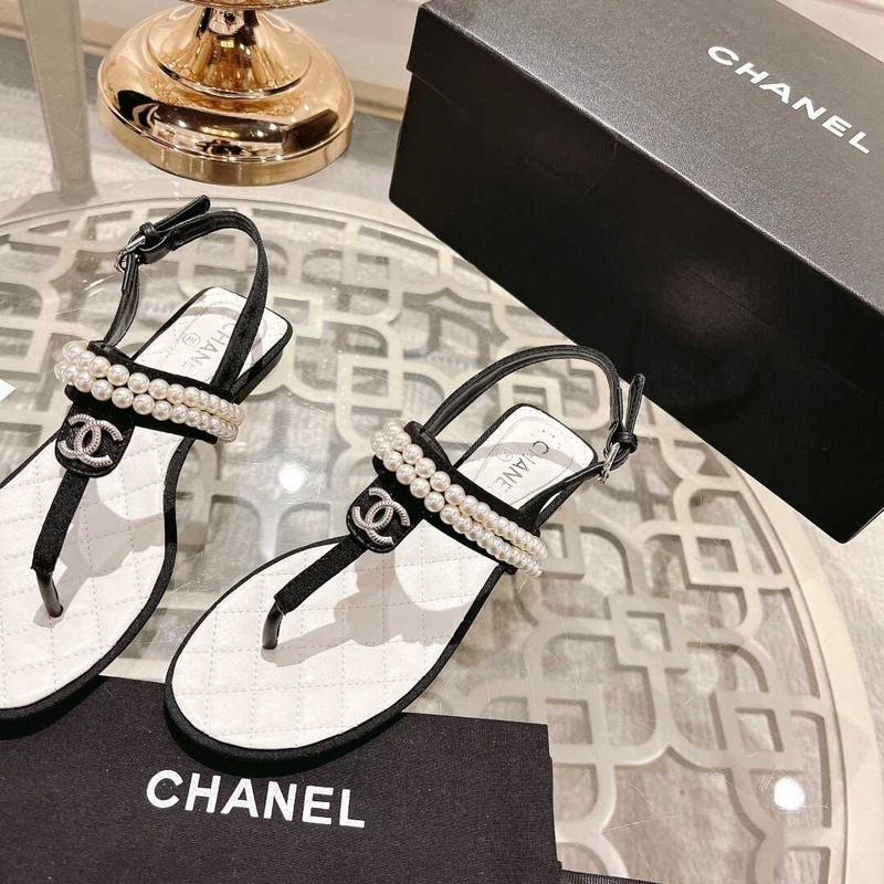 Ch*el pearl sandals black