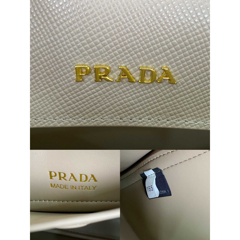 Pra*a double saffiano leather mini bag sand color