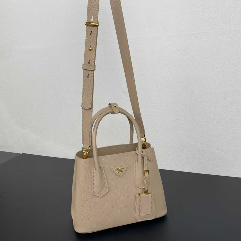 Pra*a double saffiano leather mini bag sand color