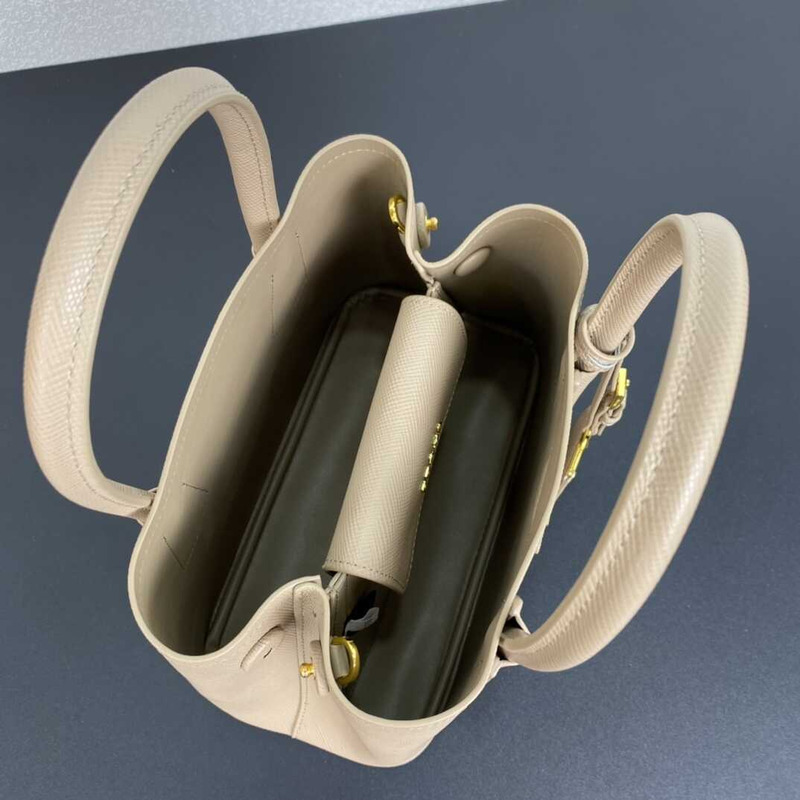 Pra*a double saffiano leather mini bag sand color