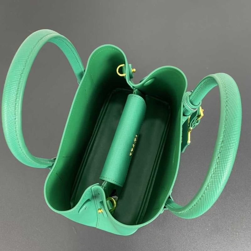 Pra*a double saffiano leather mini bag green
