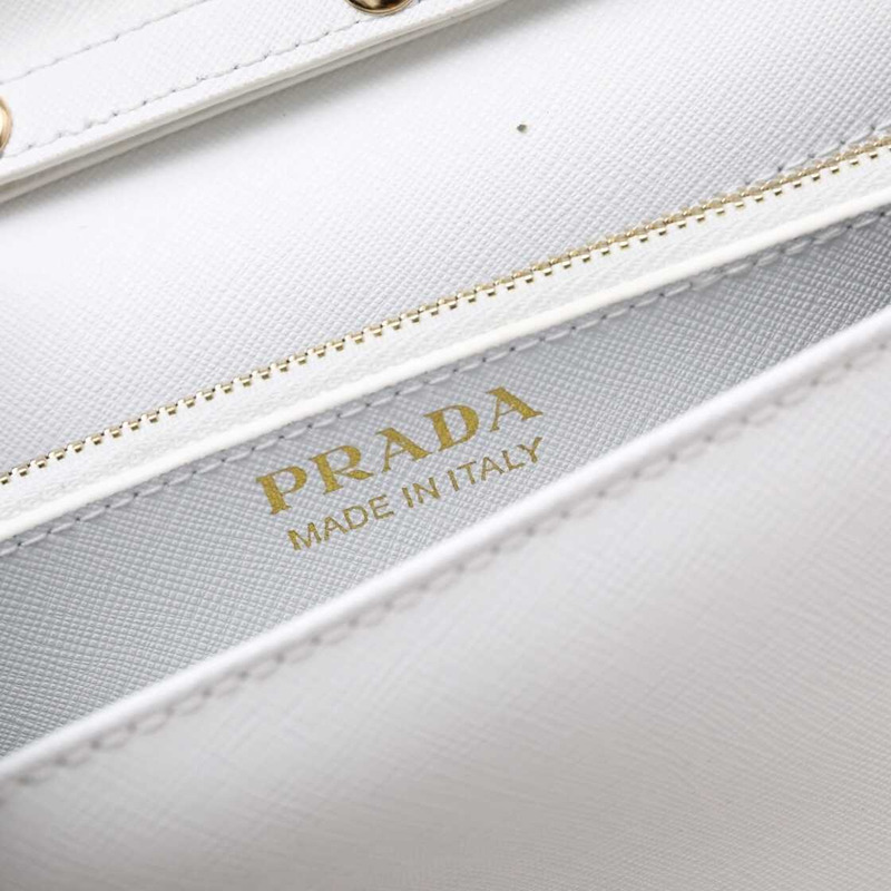 Pra*a saffiano leather mini bag white