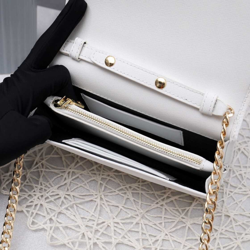 Pra*a saffiano leather mini bag white