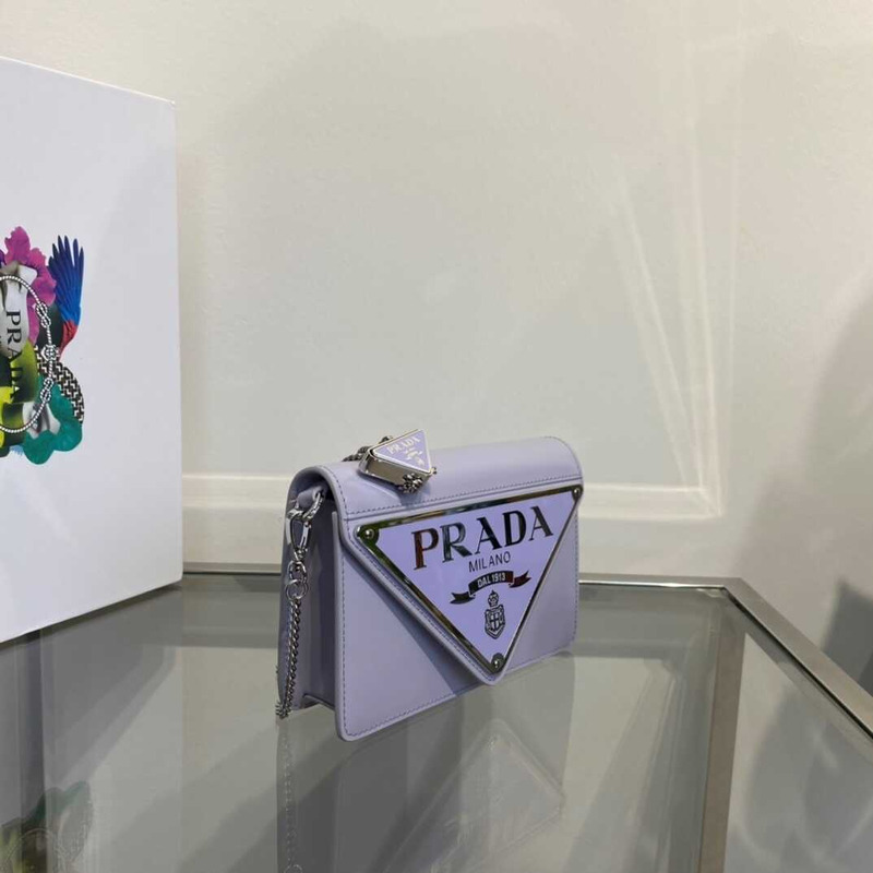 Pra*a brushed leather shoulder bag purple