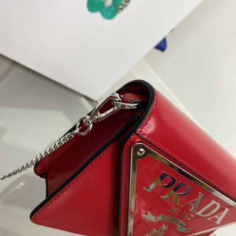 Pra*a brushed leather shoulder bag red