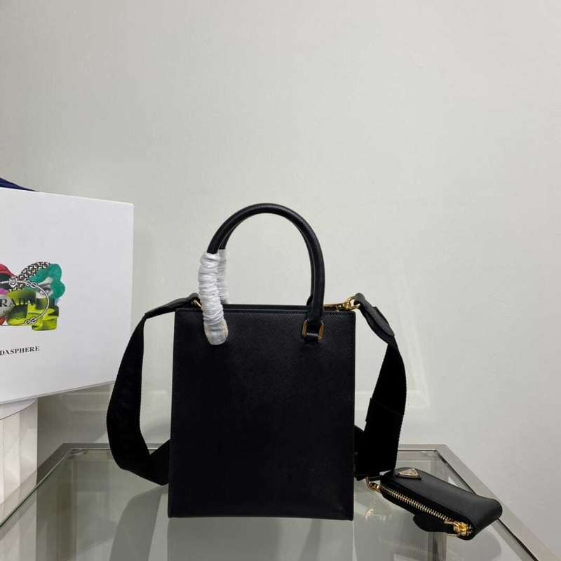 Pra*a bolso shopper con logo triangular black