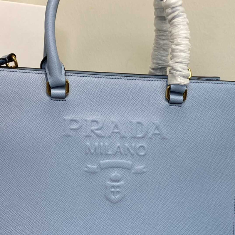 Pra*a medium saffiano leather handbag blue