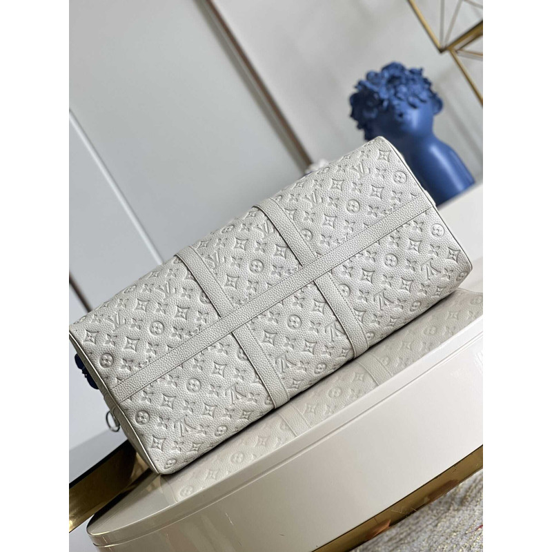 l**is V*t*n keepall 50 travel bag taurillon monogram embossed calfskin white