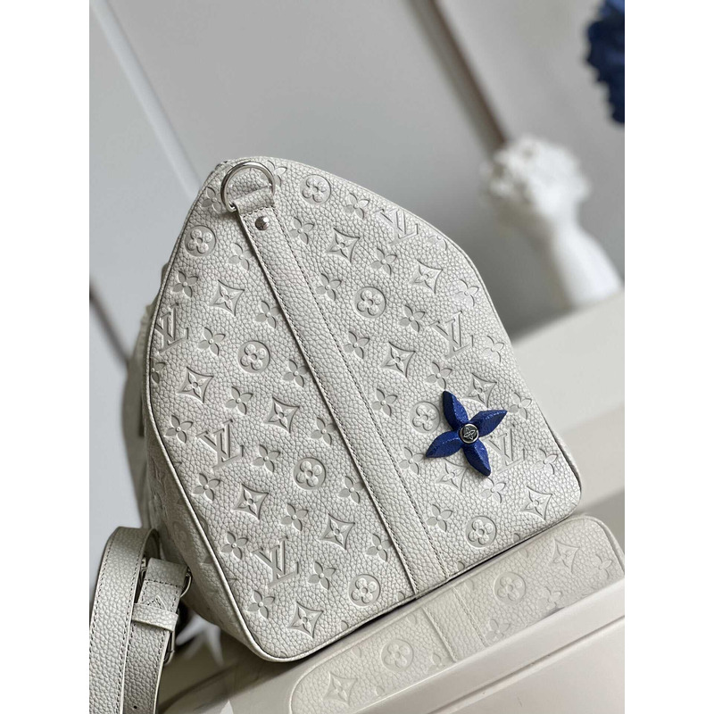 l**is V*t*n keepall 50 travel bag taurillon monogram embossed calfskin white