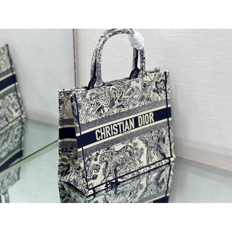 D*or embroidered medium book tote bags