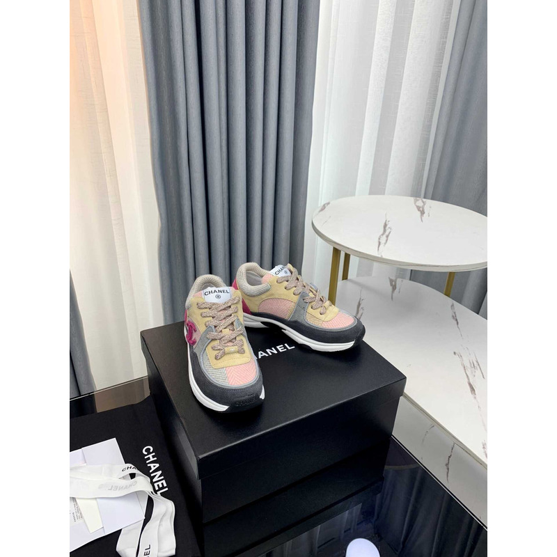 Ch*el sneakers fabric suede calfskin multicolor