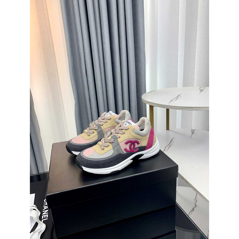 Ch*el sneakers fabric suede calfskin multicolor