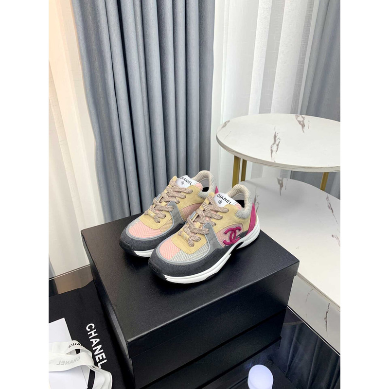 Ch*el sneakers fabric suede calfskin multicolor