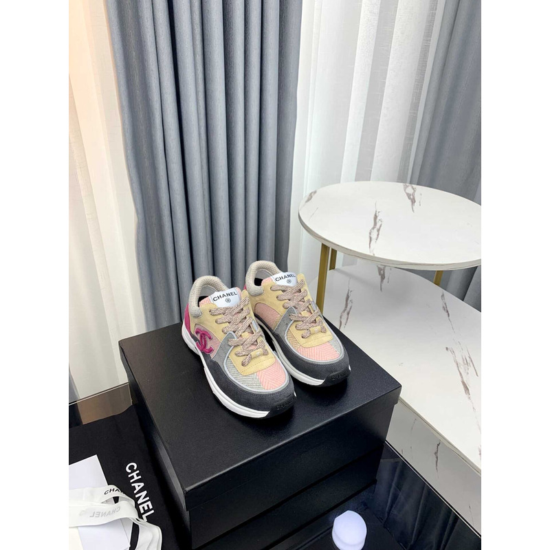 Ch*el sneakers fabric suede calfskin multicolor