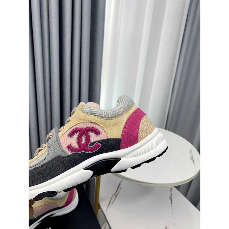 Ch*el sneakers fabric suede calfskin multicolor