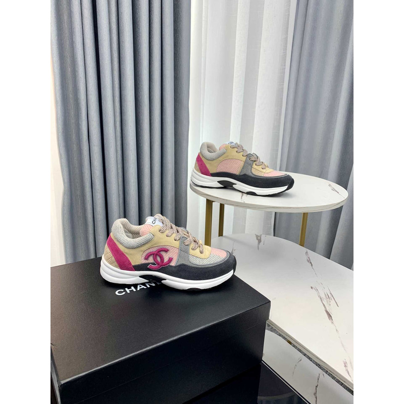 Ch*el sneakers fabric suede calfskin multicolor