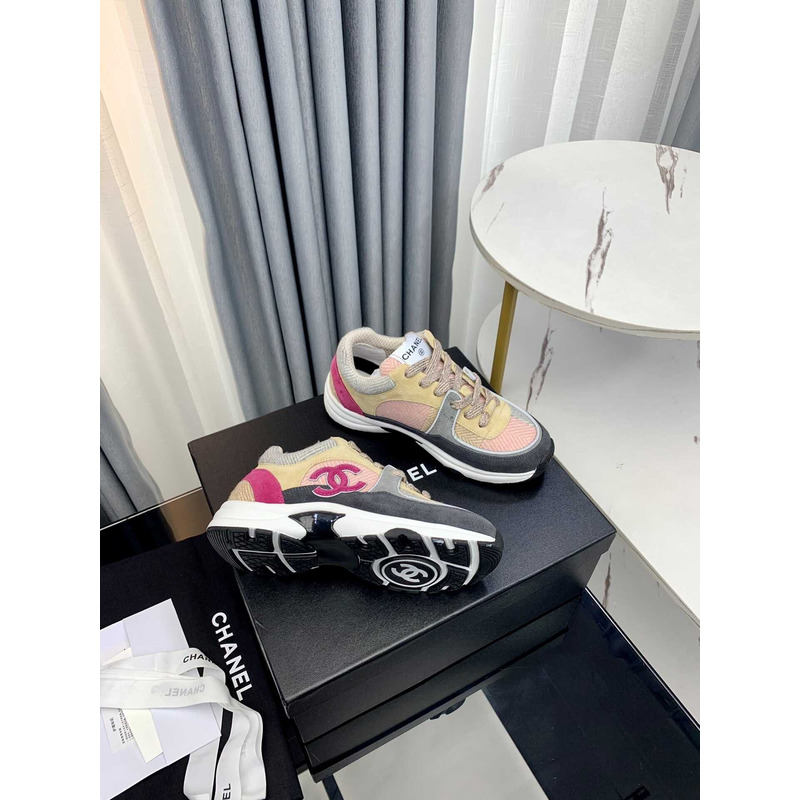 Ch*el sneakers fabric suede calfskin multicolor