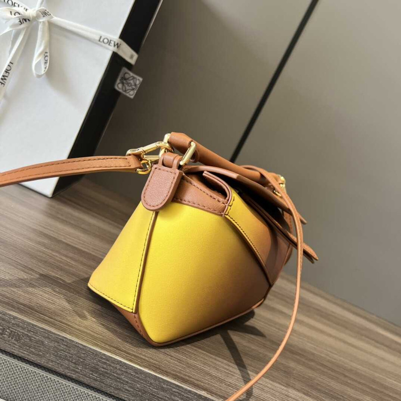 Loewe Mini Leather Puzzle Top-Handle Bag Yellow