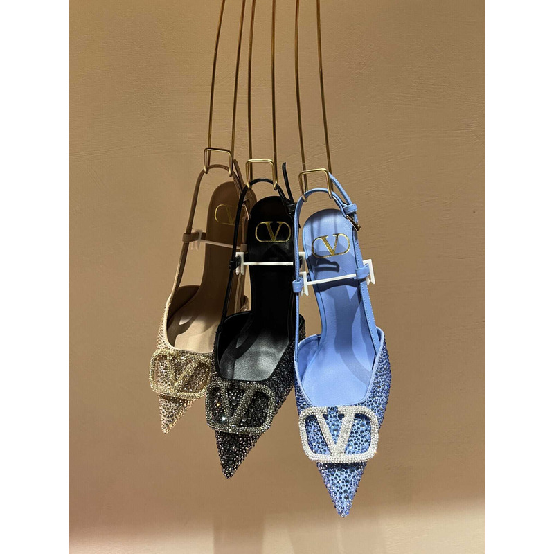 valentino glitter Di*m*nd high heel beige