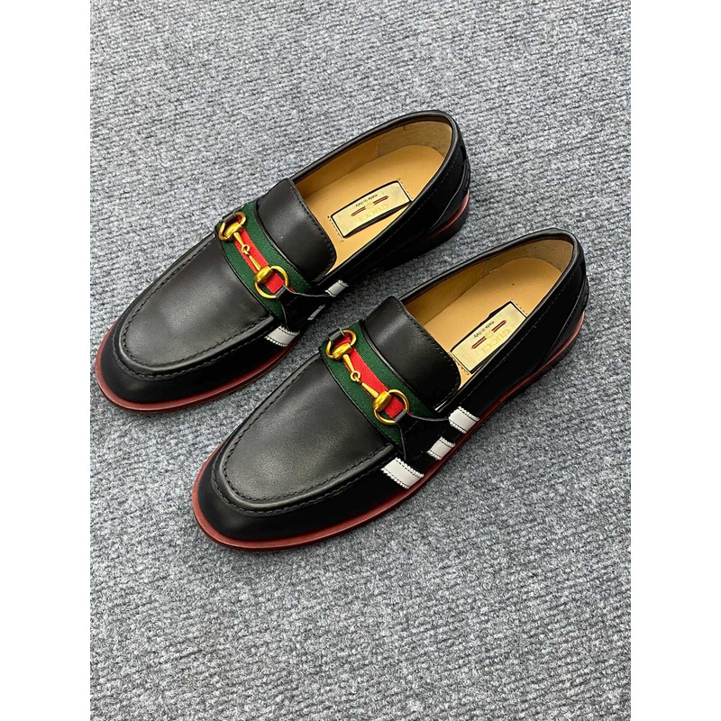 G*u*i horsebit  leather loafers in black
