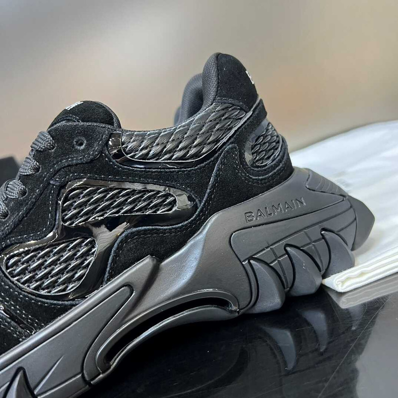 Balmain B-East Leather Suede And Mesh Sneakers