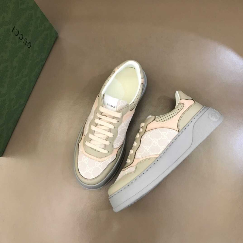 g*u*i gg S*p*e fabric and leather sneakers in beige