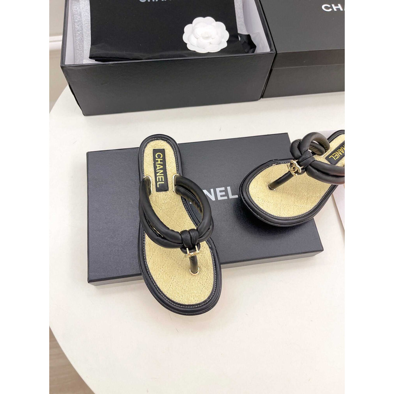 Ch*el woman sandals yellow&black