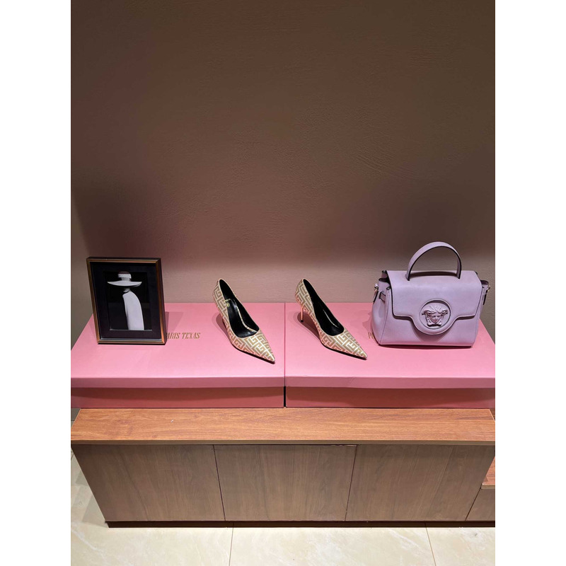 Balmain  Logo Monogram Pointed Toe Pumps Yellow&White