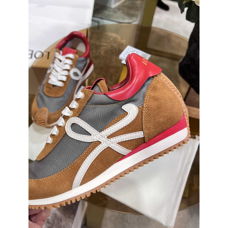Loewe Flow Runner Logo Sneakers Brown&White