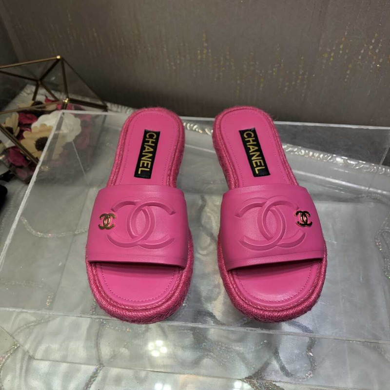 Ch*el street style plain logo sandals pink