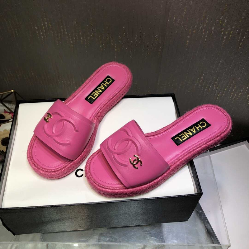 Ch*el street style plain logo sandals pink