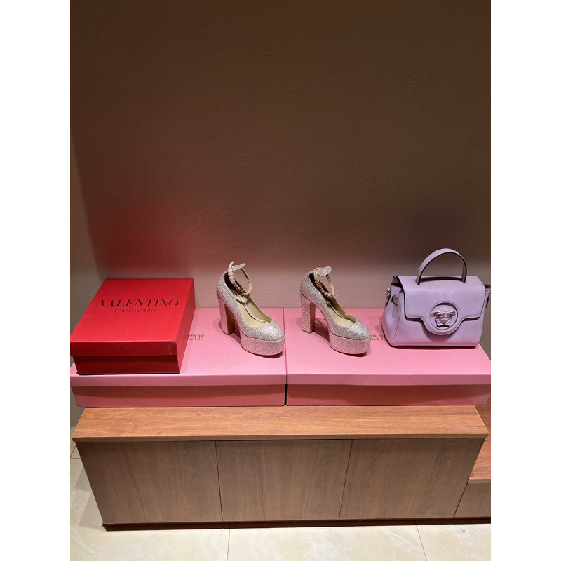 Valentino Garavani Tan-Go Platform Pump With Crystal White