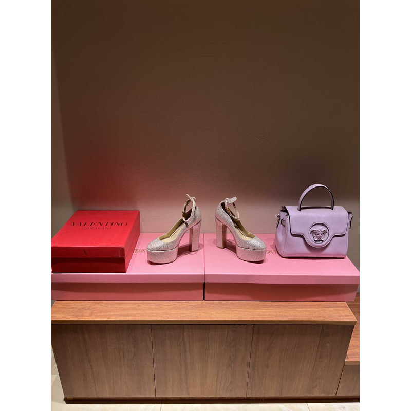 Valentino Garavani Tan-Go Platform Pump With Crystal White