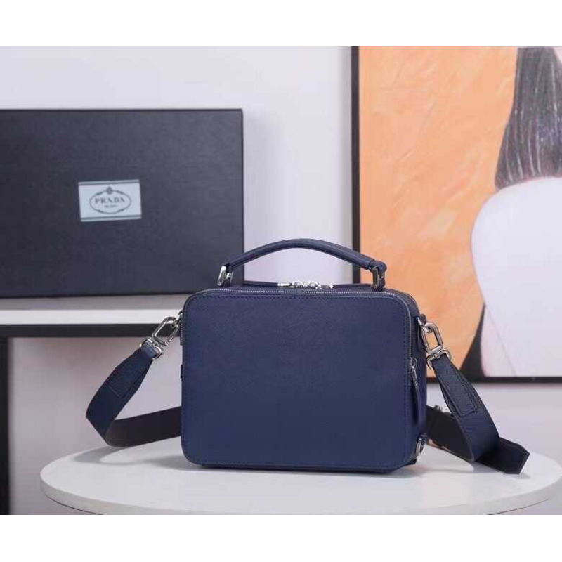 Pra*a brique saffiano leather bag blue