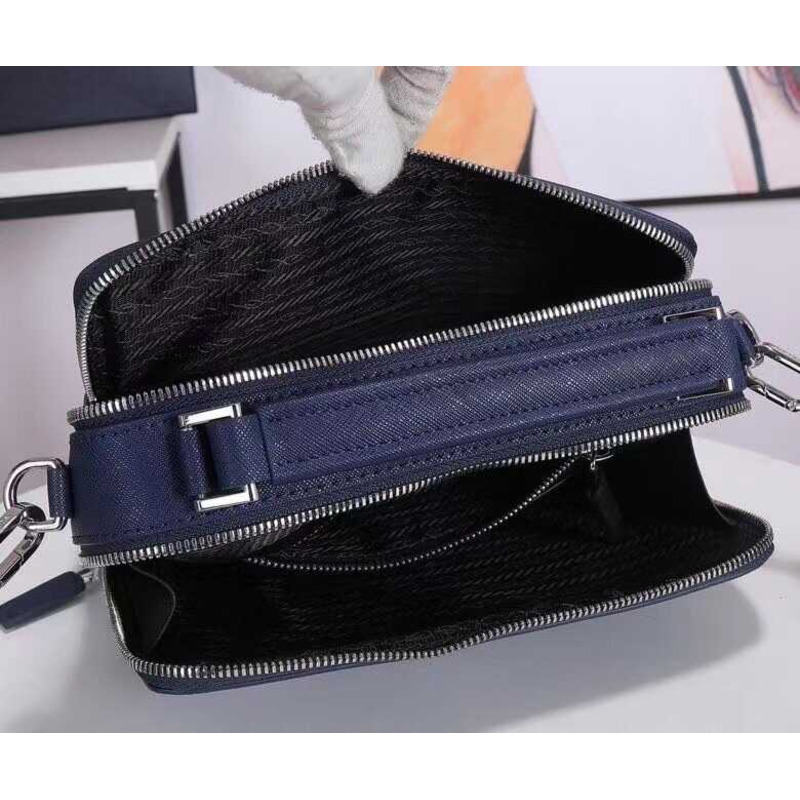 Pra*a brique saffiano leather bag blue