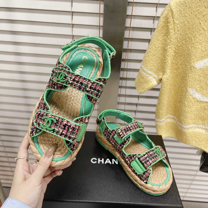 Ch*el tweed sandals green