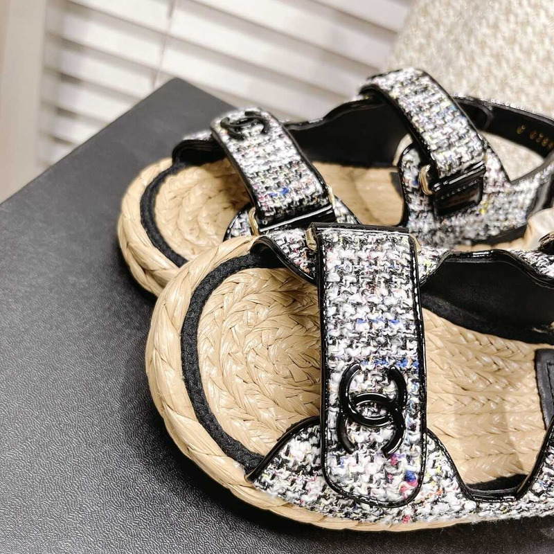 Ch*el summer flat sandal black&white