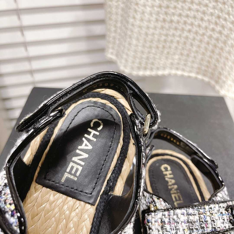 Ch*el summer flat sandal black&white