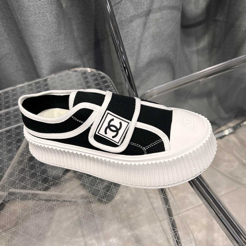 Ch*el + vintage white&black sneakers