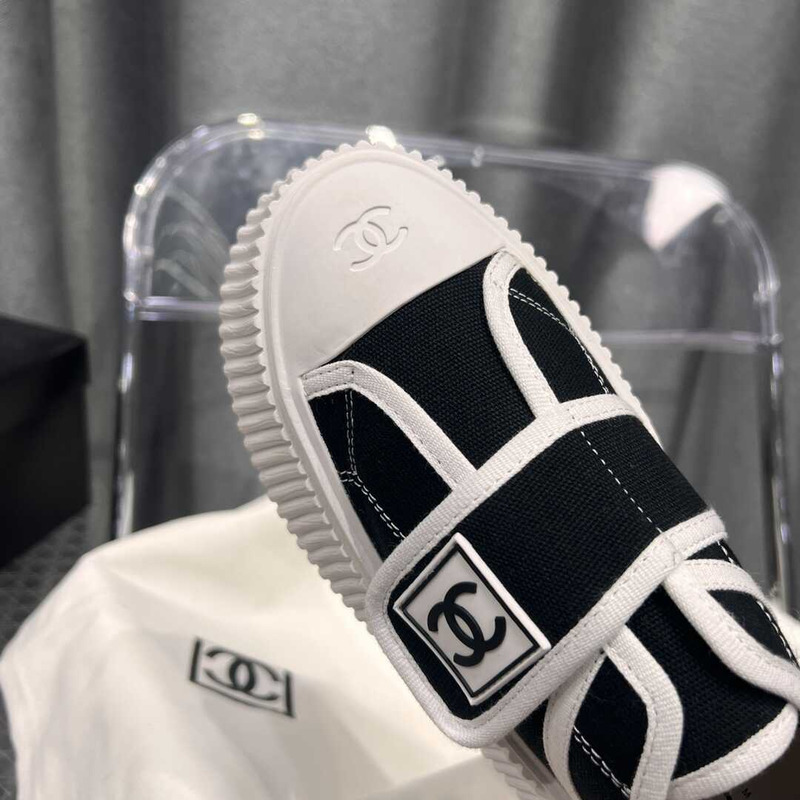 Ch*el + vintage white&black sneakers