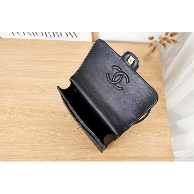 Ch*el calfskin formal style backpacks black