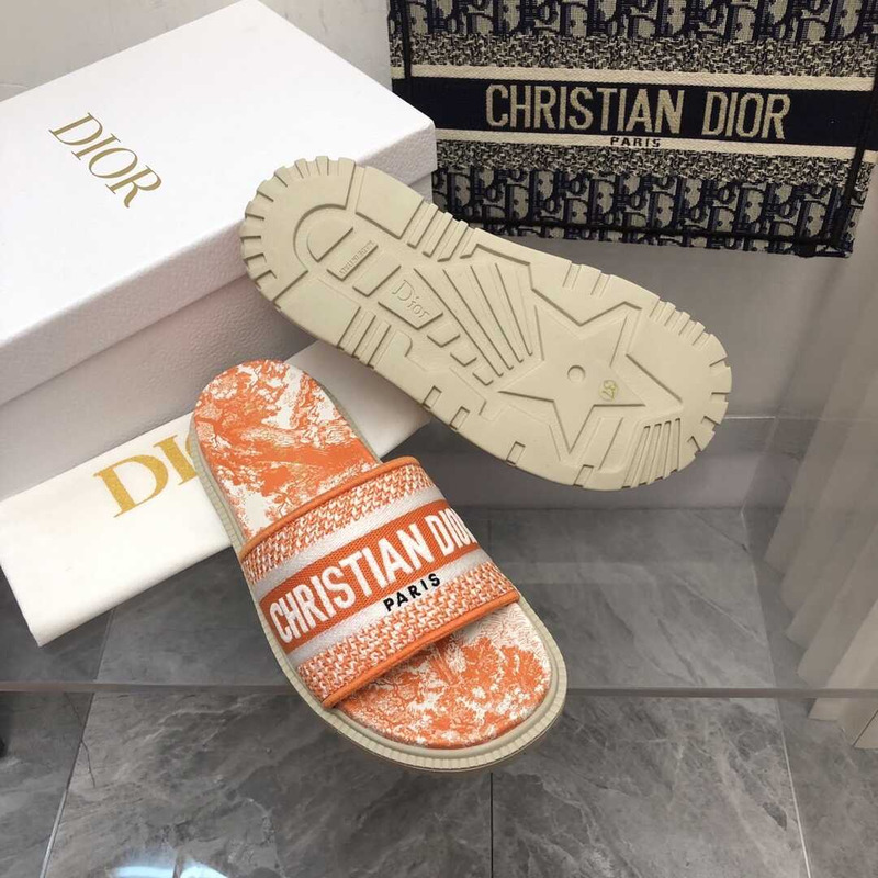 D*or dway slides toile de jouy reverse embroidered cotton orange