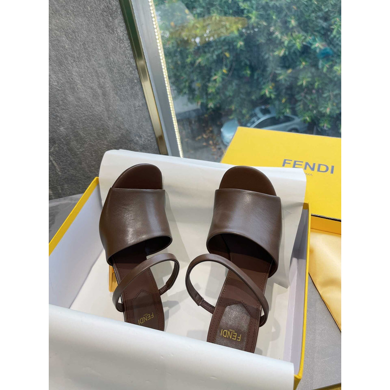 F**di first brown leather heeled sandals