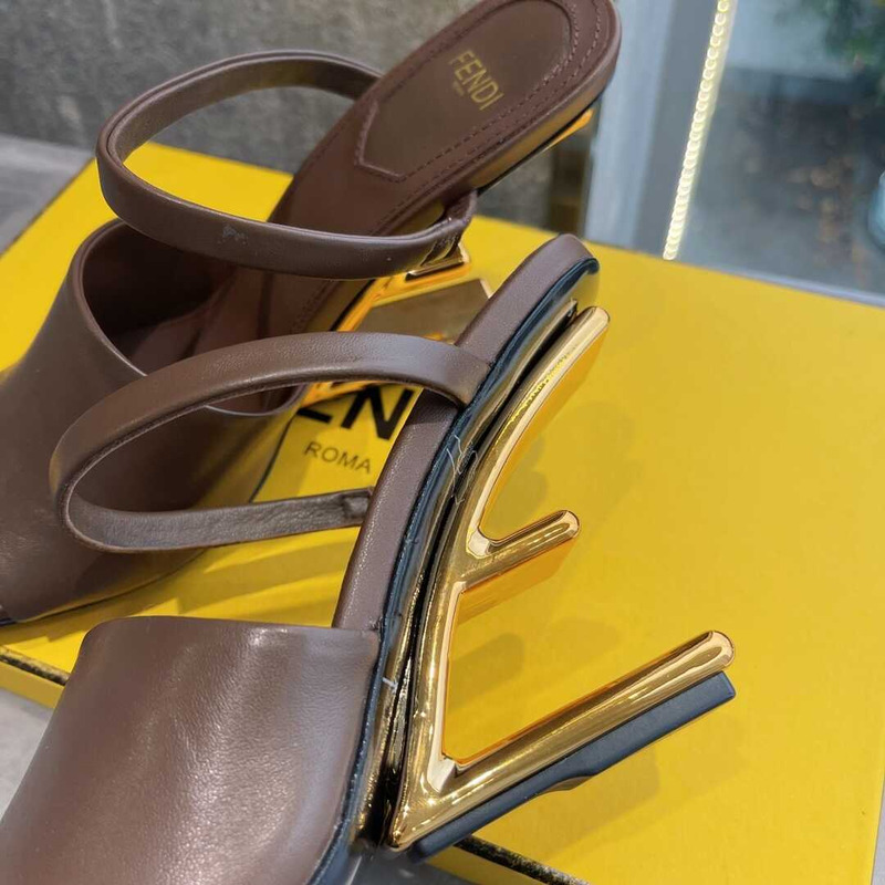 F**di first brown leather heeled sandals