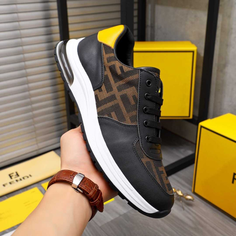 F**di black sneakers logo fabric flatform