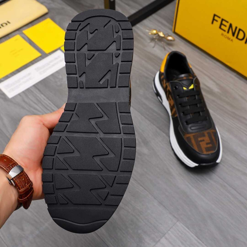 F**di black sneakers logo fabric flatform